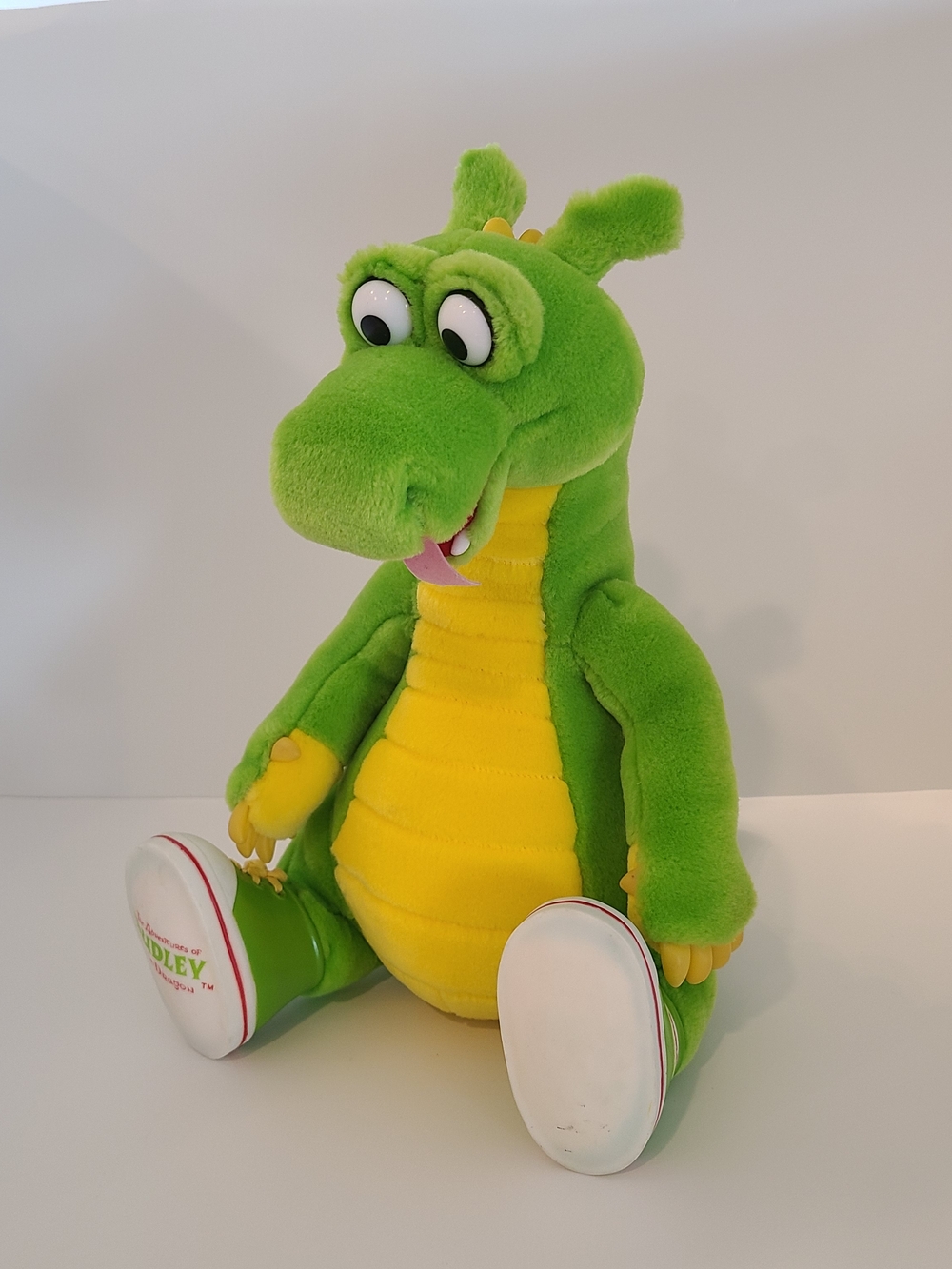Green & Yellow Plush Dragon Stuffed Toy Adventures of Dudley Vintage